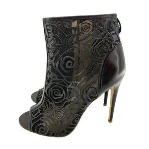 Jerome C. Rousseau Peep Toe Booties Floral Laser Ankle $995 SZ 38 EU New